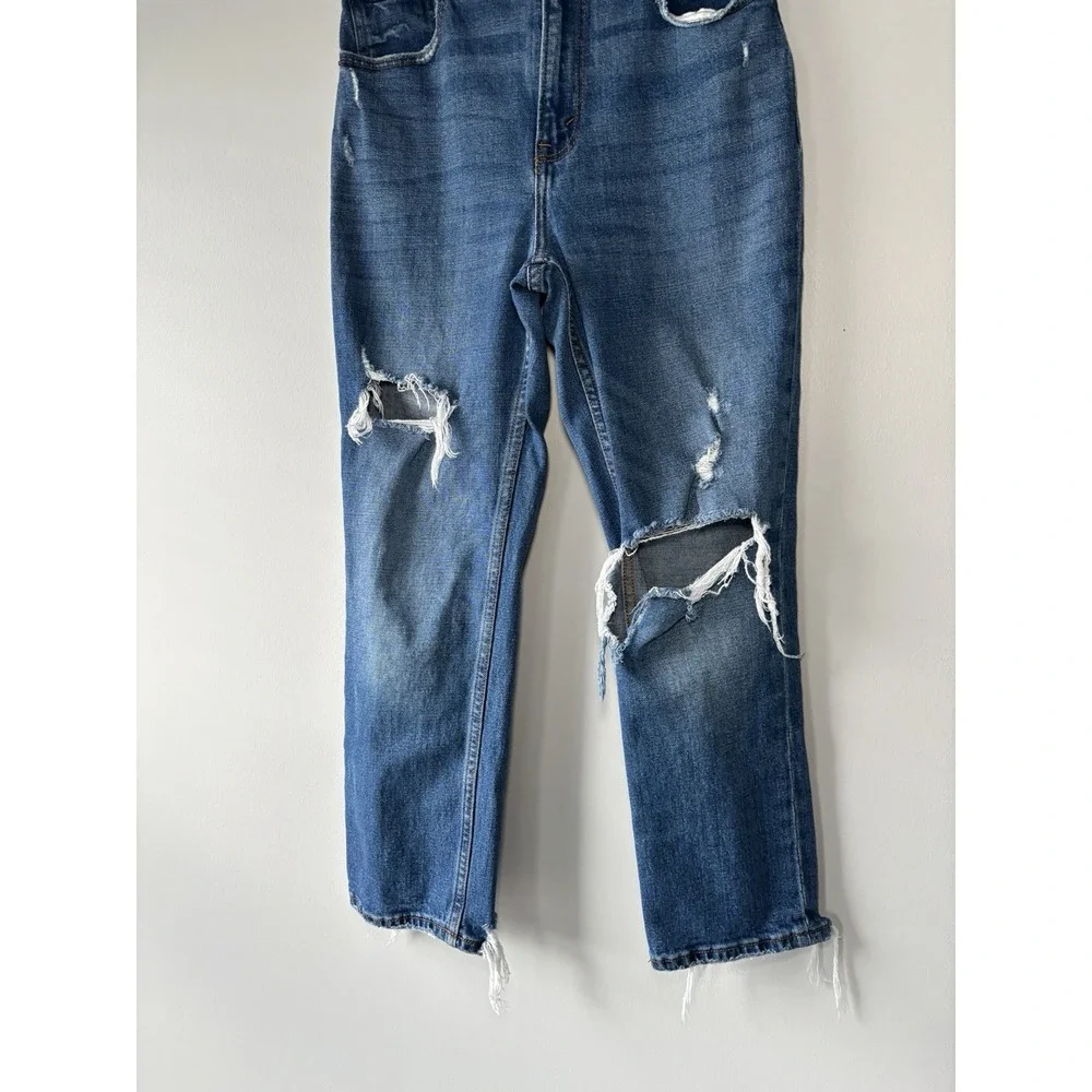 Abercrombie & Fitch The Ankle Straight Ultra High Rise Distressed Jeans Sz 26/2S - Picture 7 of 11